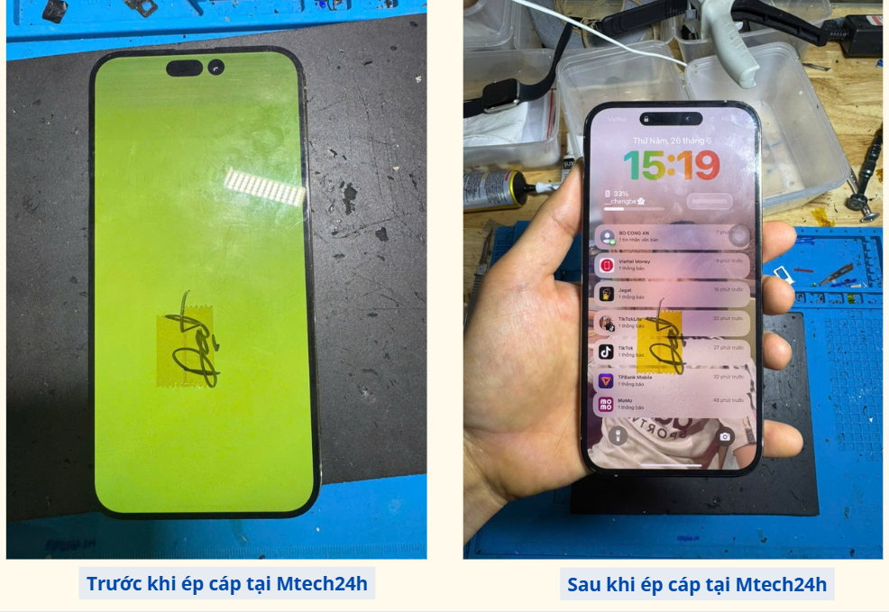 Giá Ép Cáp Màn Hình iPhone X – 14 Pro Max Tại Mtech24h: Rõ Ràng, Có Bảo Hành, Không Phí Ẩn