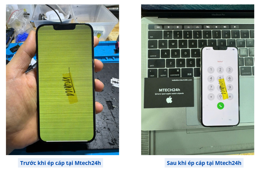 Cách Xử Lý iPhone Bị Màn Xanh Trắng Nhanh Gọn Tại Mtech24h – Chỉ Với Ép Cáp